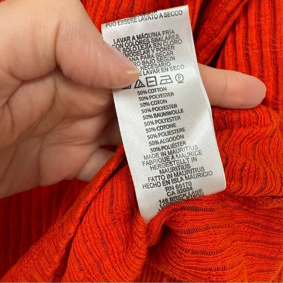 Pilcro Anthropologie Orange Ribbed Knit Crew Neck Sweater Womens XL Fall Casual - Picture 6 of 7